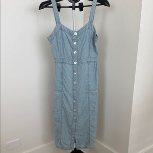 Love Stitch Light Blue Button-Down Midi Dress